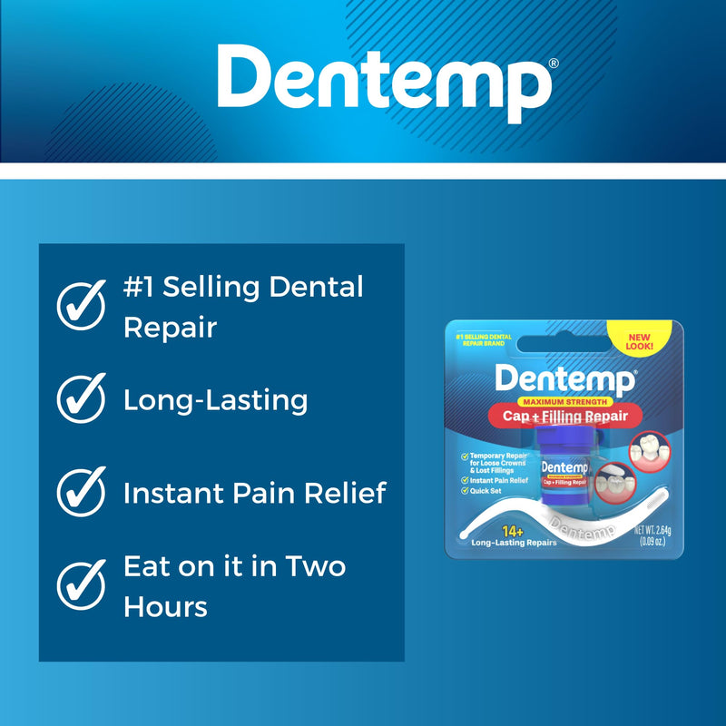 [Australia] - Dentemp Maximum Strength Loose Cap and Lost Filling Repair - Dental Repair Kit for Instant Pain Relief (Pack of 2) 