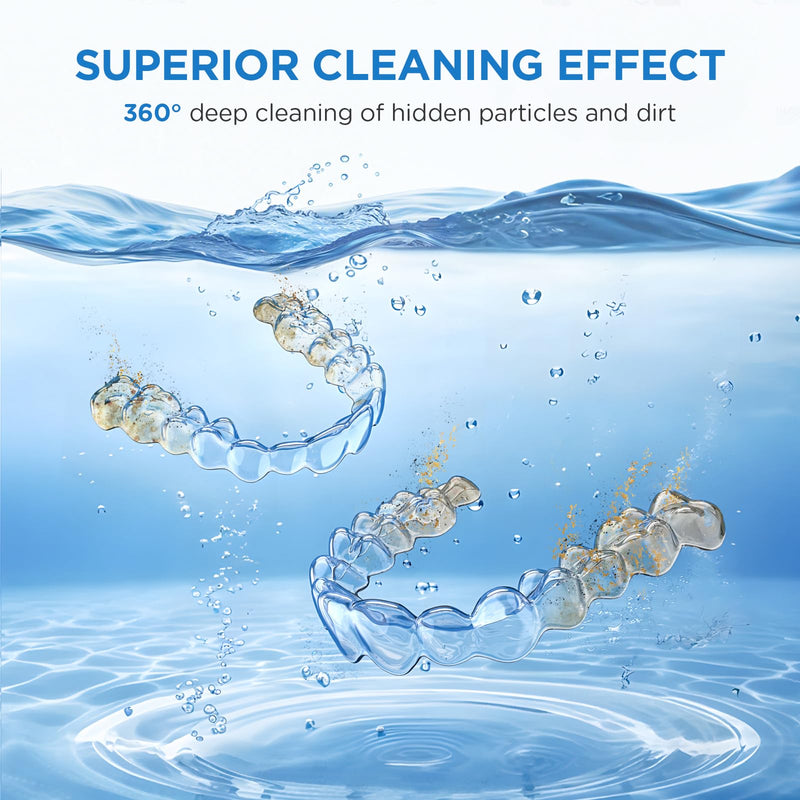 [Australia] - Dental Ultrasonic Retainer Cleaner Machine - Dental Cleaning Pod for Denture, Mouth Guard, Aligner, Night Guard, Braces, Toothbrush Heads, Jewelry, 45kHz Retainer Cleaner with Digital Timer & 200ML Pink 