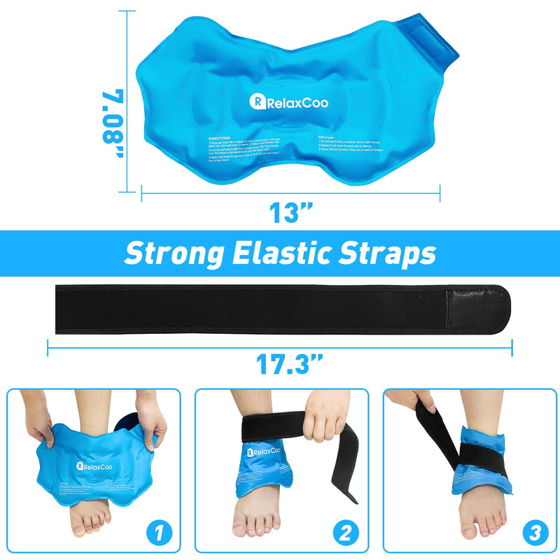 [Australia] - Ankle Ice Pack Wrap for Swelling, Reusable Gel Ice Pack for Ankle Injuries, Cold Compress Therapy for Foot Pain Relief, Achilles Tendonitis, Plantar Fasciitis, Sprains BLUE 1 PACK 