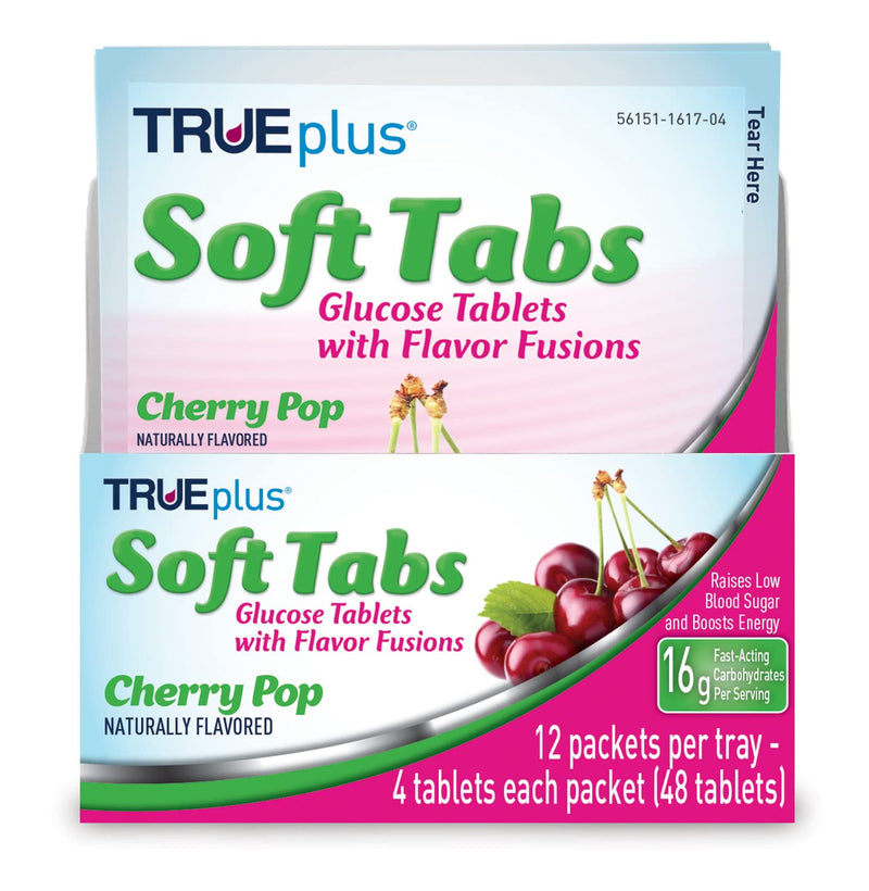[Australia] - TRUEplus® Soft Tabs Glucose Tablets – 12 Packs – 48 tabs (Cherry Pop) Cherry Pop 