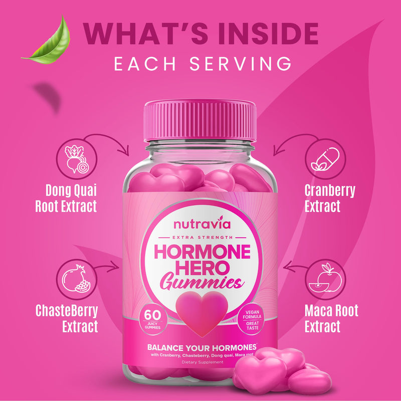 [Australia] - Hormone Balance For Women Gummies + PMS Relief Supplement - Supports Mood Swings, Clear Skin, Reduced Cramps and Bloating - Hormonal PMS Gummies PCOS Vitamin with Cranberry, Dong Quai (60 Gummies) 