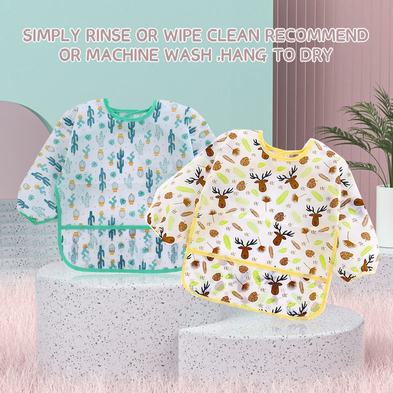[Australia] - 5 Pcs Long Sleeved Baby Toddler Bibs Waterproof Sleeved Bib 3-24 Months 5pcs Set a 