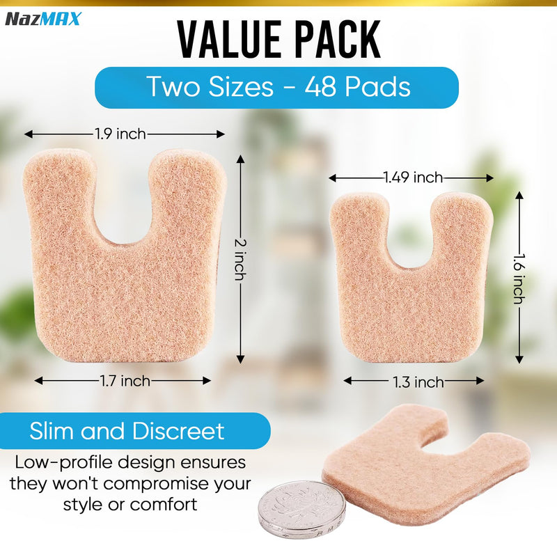 [Australia] - 48-PACK U Shaped Felt Callus Pads Metatarsal Pads Forefoot Foot Pads Pain Relief Foot Cushion Keep Calluses from Rubbing on Shoes Adhesive Pads for Men and Women 
