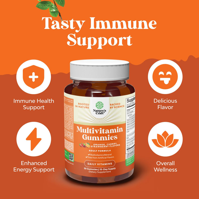 Potent Daily Multivitamin Gummies for Adults - Wellness Blend of Vitamin D A C E B12 Zinc and Biotin - Adult Vitamin Gummy for Energy and Immunity - Non-GMO Gluten Free and Halal Gummies 30 Count 30 Count (Pack of 1)