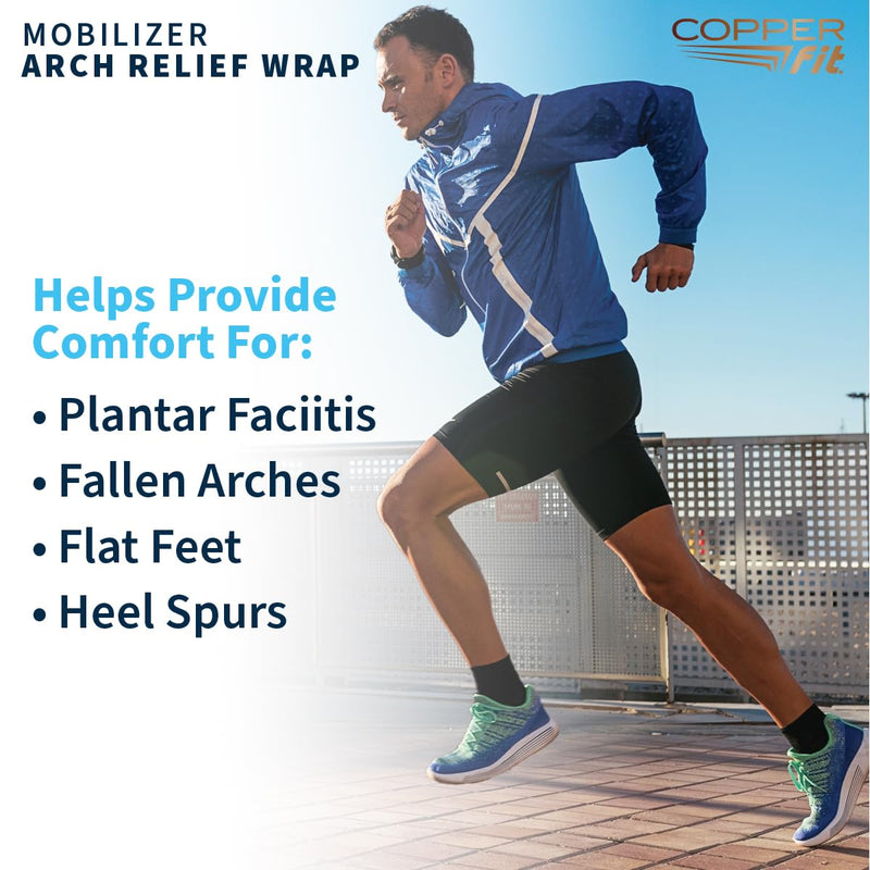 [Australia] - Copper Fit Mobilizer Arch Flex Wrap – Adjustable Compression – Advanced Relief & Recovery from Foot Pain, Plantar Fasciitis, Heel Spurs, Swelling & Inflammation – One Size Fits Most - Foot Support for Men & Women 