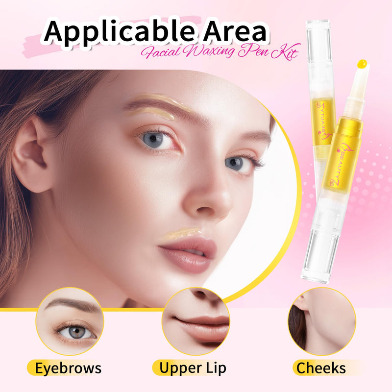 [Australia] - Beauty7 Wax Pen with Strips for Hair Removal Wax Removal of Eyebrows Face Facial Hair Removal Set with Wax Pen, Strips, Cleansing Oil after Waxing 