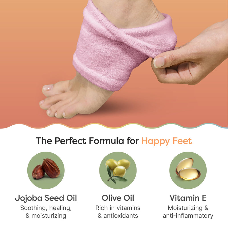 [Australia] - ZenToes Foot Care Kit – Exfoliating Foot Mask for Dry Cracked Feet with Urea, Niacinamide & Rose Extract (3 Pairs) + Hydrating Heel Socks with Vitamin E and Olive Oil (Fuzzy Pink) 