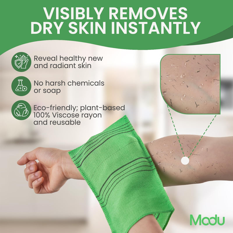 [Australia] - Modu 10 Pcs Korean Exfoliating Mitt Bath Washcloth 9.1 X 6 in-Asian Italy Towel (Large 10 Pcs Green) 10 Count (Pack of 1) 