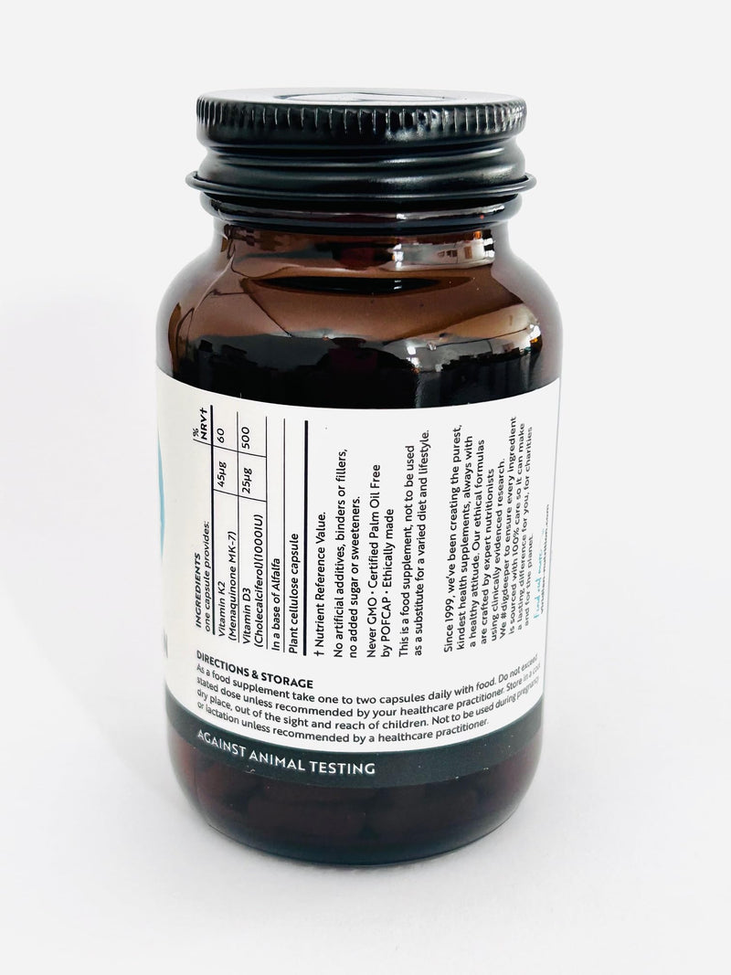 Viridian - Vitamin D3 & K2 – 90 Capsules | Plant-Sourced Vegan D3 from Lichen & Vegan K2 from Natto Cultures | Supports Normal Bones, Teeth, Muscle Function & Immunity | 100% Active Ingredients