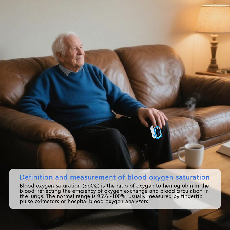 Blood Oxygen Saturation Monitor Fingertip Pulse Oximeter Blood Oxygen Monitor Fingertip Including Battery and Lanyard Suitable for Both Adults and Children-