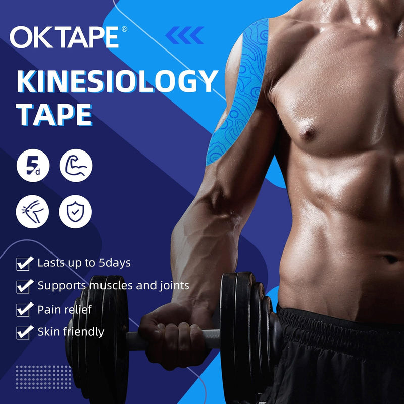 [Australia] - OK TAPE Kinesiology Tape Bulk 103Feet, Pro Adhesive, Water-Resistant k Tape, Elastic Athletic Tape, Latex Free, Uncut, Blue 