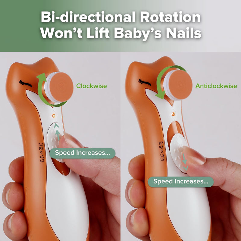 [Australia] - haakaa Baby Nail Trimmer Electric for Newborns/Toddlers/Children/Adults, Electric Baby Nail File with 6 Replacement Heads & Storage Case, Safe & Easy Clever Fox Nail Trimmer for Babies 