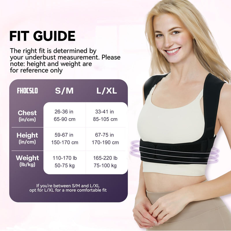 Back Brace Posture Corrector for Women and Men, Adjustable Upper Back Support Straightener for Hunchback Improve and Pain Relief from Neck and Shoulder (Black, L/XL) Black