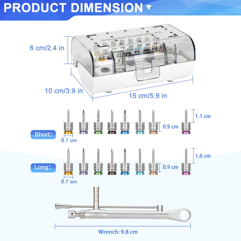 [Australia] - Dental Implant Torque Wrench Set Universal Prosthetic Kit Dental Implant Kit with Torque Adjustable Ratchet Screwdrivers 16pcs, Fully Autoclavable,10-70Ncm, Secure/Disassemble Implant Restorations 