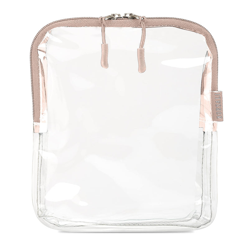 Taupe TSA Quart Size Bag Approved for Carry On Travel with Brown Small Crossbody Bag for Women and Paper Soap Sheets 1 Case with 50 Sheets To Go