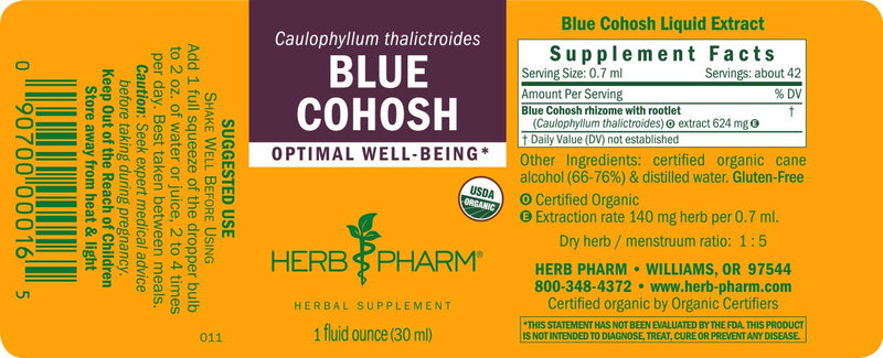 [Australia] - Herb Pharm Certified Organic Blue Cohosh Liquid Extract - 1 Ounce 1 Fl Oz (Pack of 1) 