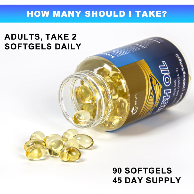 [Australia] - Fish Oil Softgels 1000mg Omega-3 Supplements Fatty-Acids - 90 Softgels Adult Essential Supplement Supports Heart Health 90Count 