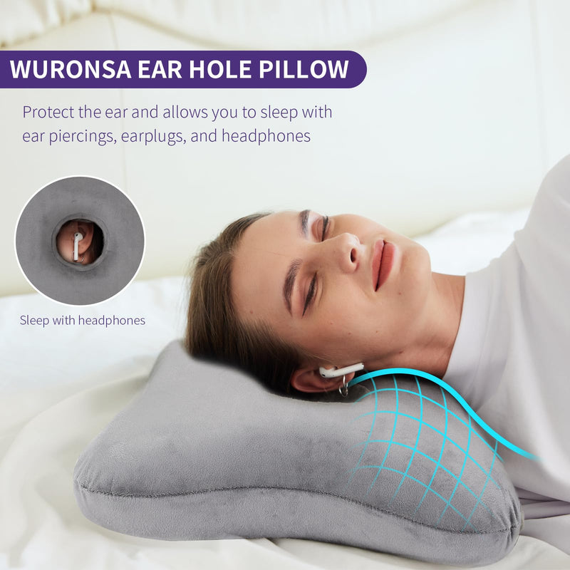 [Australia] - Ear Pillow, Upgrade Memory Foam EarPain Relief, CNH Pillow for Ear Piercings, Light Grey 