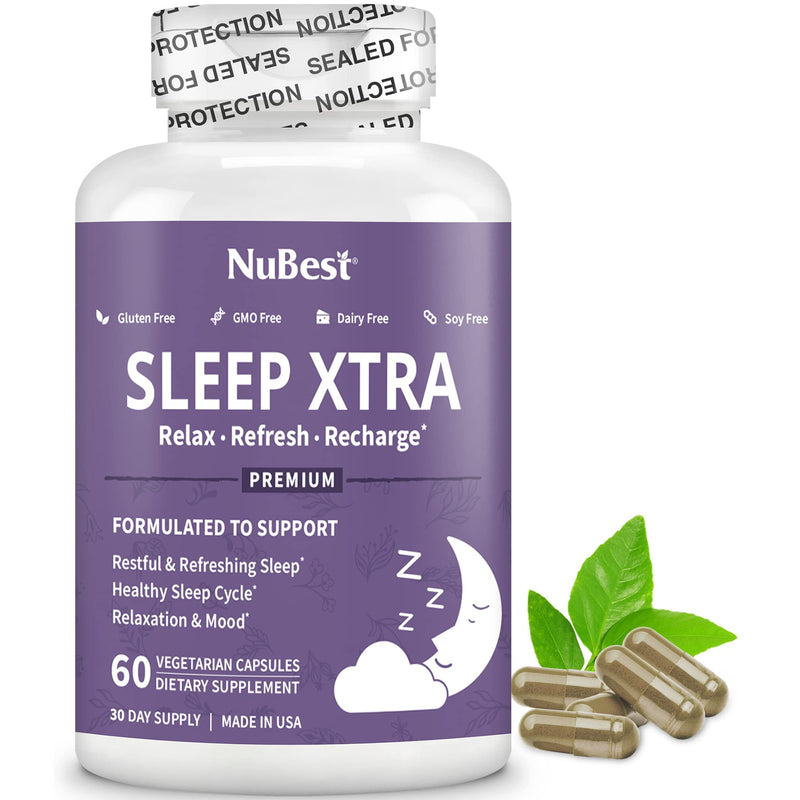NuBest Sleep Xtra | Supports Healthy Sleep for Adults | Vitamin B6, Melatonin, Ashwagandha, Chamomile, Valerian & More - Non Habit-Forming | 60 Vegan Capsules |1 Month Supply 60 Count (Pack of 1)