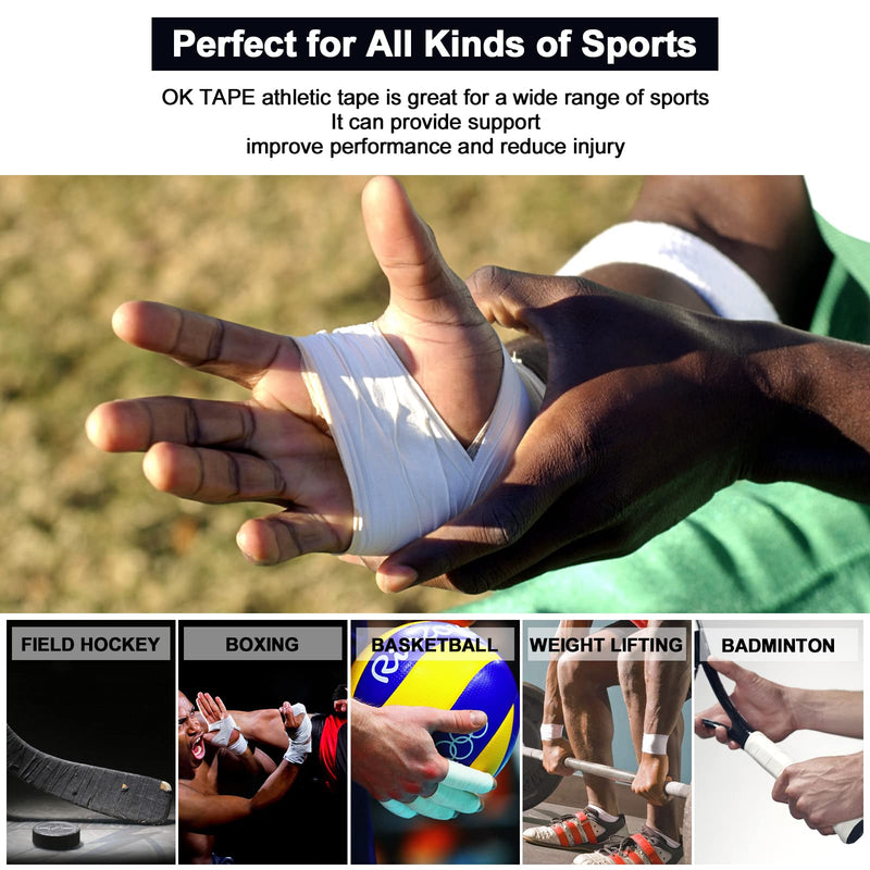 [Australia] - OK TAPE Athletic Sports Tape（4 Packs) - 45ft Per Roll Very Strong Tape for Athlete & Sport Trainers & First Aid Injury Wrap, Perfect for Fingers Ankles Wrist on Bat, Hockey Stick - Black 1.5" x 15yards - 4 Rolls 