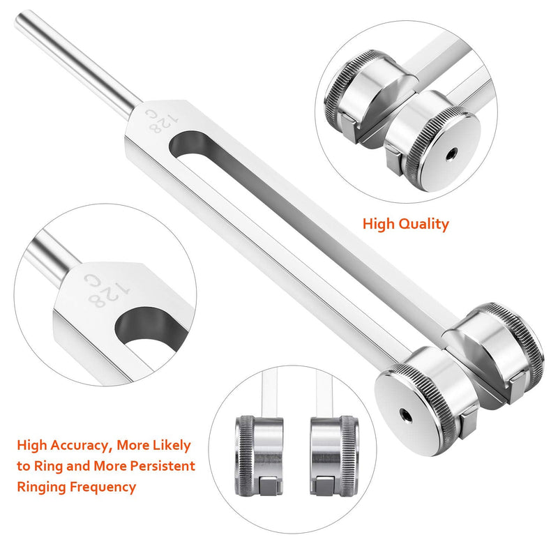 [Australia] - 128Hz Tuning Fork Aluminum Alloy Tuning Fork Offer Accurate Frequency Response with a silicone hammer, a repair tool and a cleaning cloth, Packed in a soft velvet bag 
