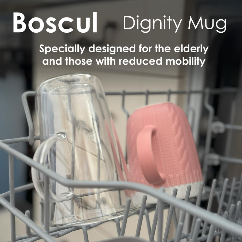 Two Handled Mugs Comes in 2 Pack, Borosilicate Double Wall Latte Glasses 400ml, Designed for Dignity, Weak Grip, Elderly, Arthritis, Disability, Alzheimers, Lightweight