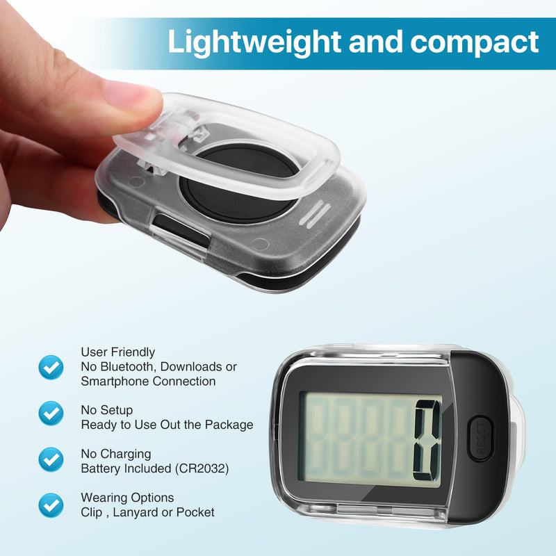[Australia] - 3D Pedometer for Walking, Simple Digital Step Counter with Removable Clip and Lanyard, Accurate Pedometers for Steps Track with Large LCD Display for Men Women Kids Walking Running Hiking Sports-Black 