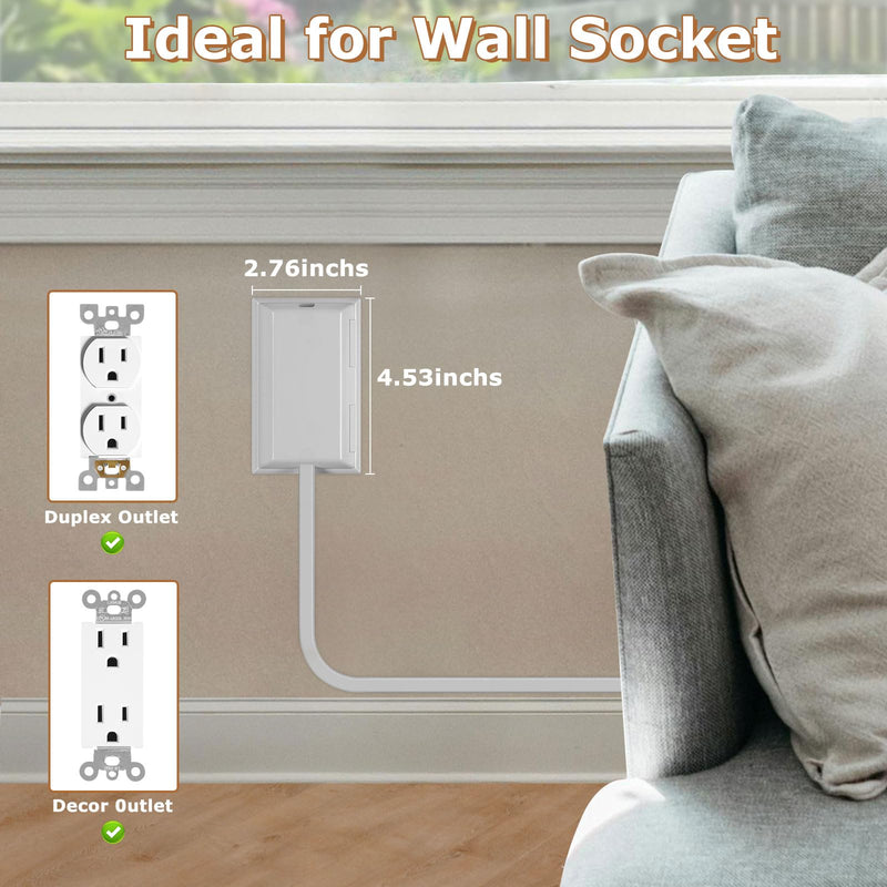 [Australia] - Outlet Cover Extension Cord 6 Feet, Ultra-Thin Outlet Concealer with Flat Plug Power Strip 5 AC Outlets, Childproof Flat Extension Cord Outlet Cover, 1875W for Kitchen, Home, Office 