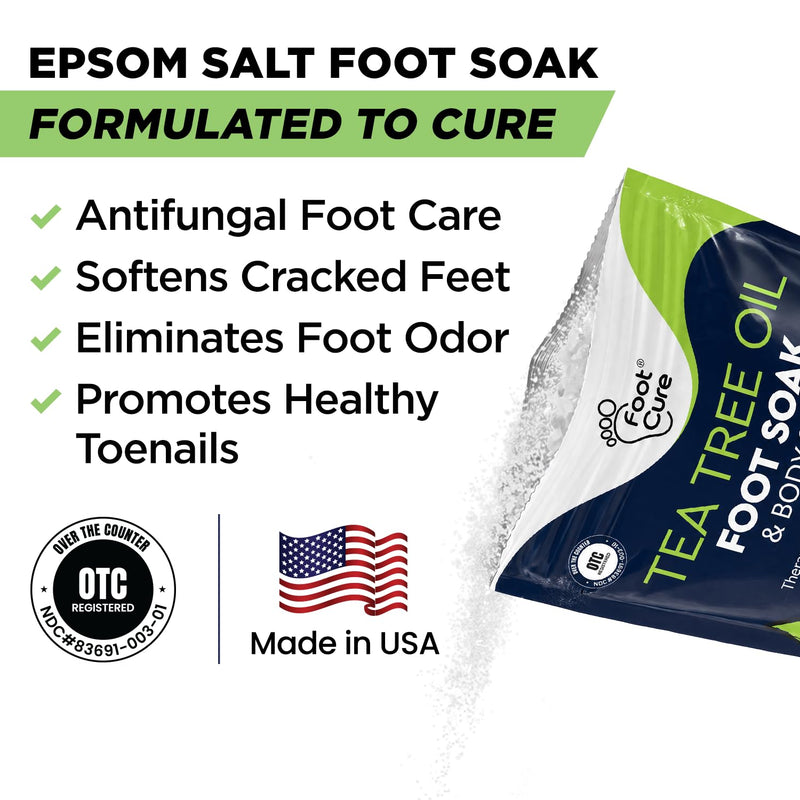 Tea Tree Oil Foot Soak with Epsom Salt - For Toenail Repair, Athletes Foot, Softens Calluses, Soothes Sore & Tired Feet, Nail Discoloration, odor Scent, Spa Pedicure Care - Made in USA 16 oz Tea Tree 16 Ounce (Pack of 1)