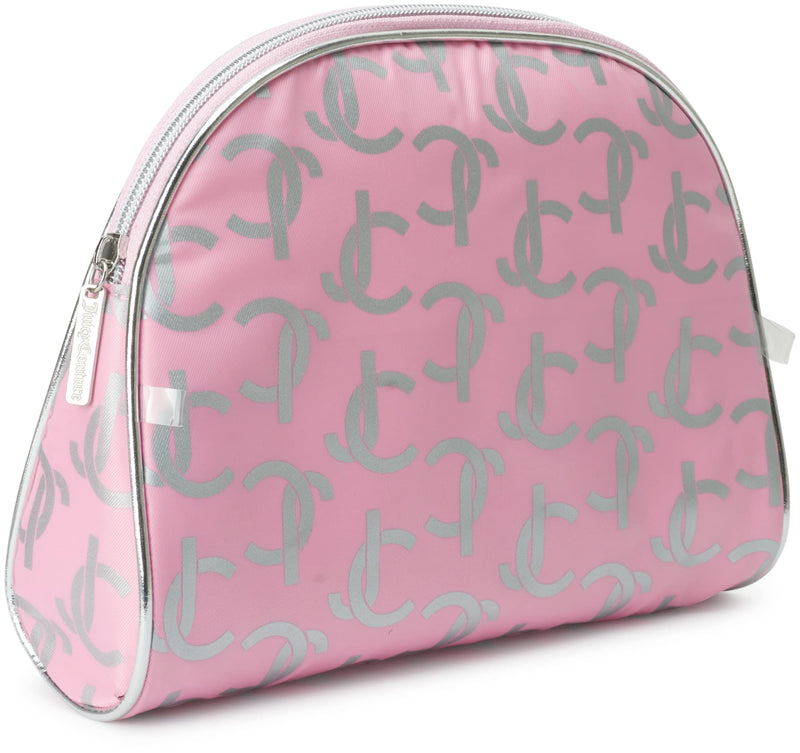 Juicy Couture Silver Pink Makeup Bag Cosmetics Organizer Travel Essentials Clutch Coin Purse Three Piece Set Shiny Glitter