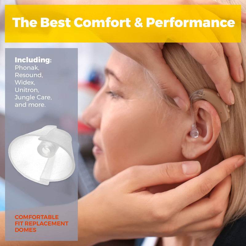 MEDca Hearing Aid Standard Receiver Tulip Domes Compatible with GN Resound Sure Fit - 10-Pcs Universal Invisible Tip Replacement Ear Domes for BTE PSAP Hearing Amplifiers and Open Fit Models, Clear 10 Count (Pack of 1)