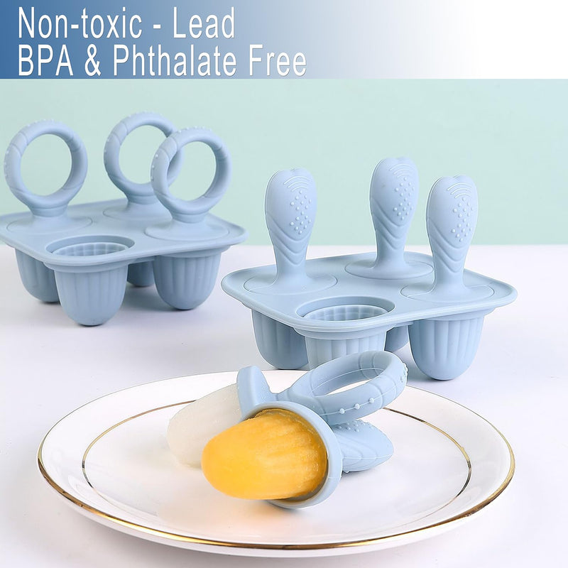 [Australia] - Silicone Popsicle Molds, Mini Breastmilk Popsicle Molds with Sticks for Baby, Frozen Breast Milk Teether Popsicle Maker Ice Pop Molds for Infant Feeding Spoon (1Set-Blue) 1Set-Blue 