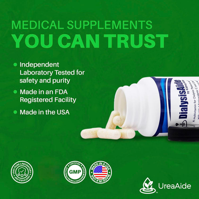 Renal Replacement Therapy Complete Multi Vitamin - 60 Capsules, 30 Day Supply, B-Complex, Antioxidant Vitamin C& E, L-Carnitine & Zinc Immune, Skin, Red Cell, & Muscle Health Support Kidney Supplement