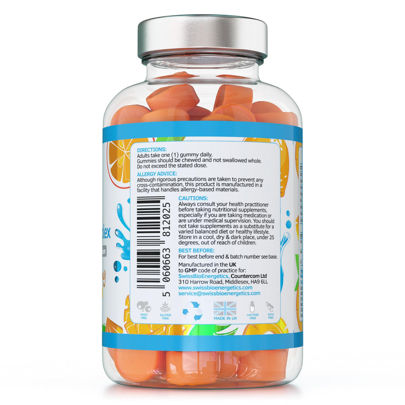 Collagen Complex - 60 Natural Orange Flavour Chewable Yummy Gummies - One a Day 500mg Bovine Collagen, Biotin, Vitamin C, Selenium, Vits B6 and B12 – Healthy Skin and Hair for Men and Women – UK Made 60 Gummies