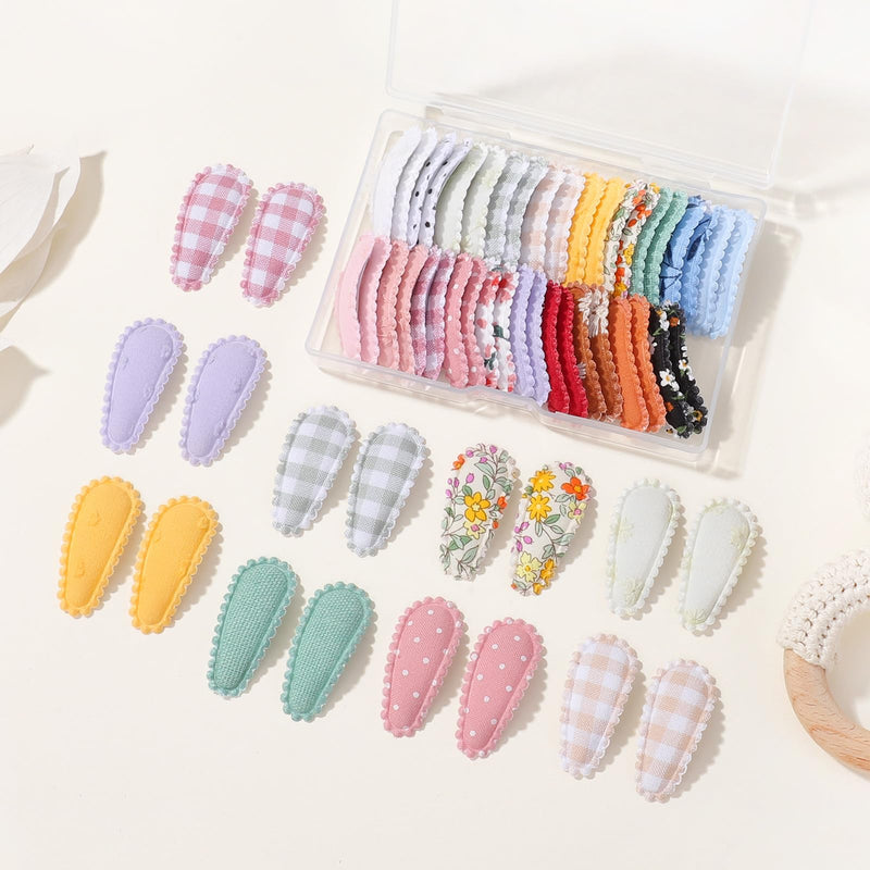 [Australia] - 40 PCS Snap Hair Clips for Girls Flower Patterns Toddler Hair Clips 1.5" Wrapped Mini Baby Hair Clips Cute Baby Girls Fine Hair Barrettes Hair Accessories for Baby Girls Infants Toddler 40 PCS 