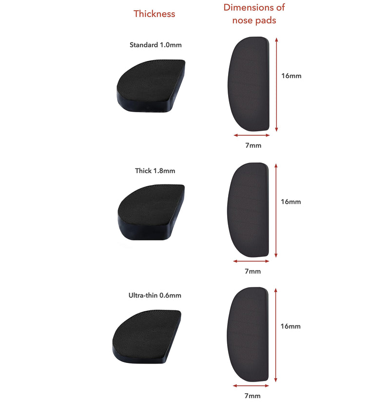 [Australia] - Setex Gecko Grip 1.8mm Non-Slip Nose Pads for Glasses, 5 Black Pairs, Micro-Textured Fibers 5 Pairs Black 