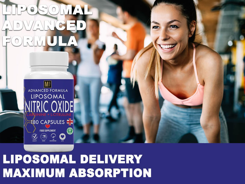 Nitric Oxide Supplement | L-Arginine, L-Citrulline & Beetroot Complex | 180 Capsules | 3 Month Supply, 2-A-Day | Liposomal Max Absorption | Energy, Circulation & Muscle Recovery Support | UK Company