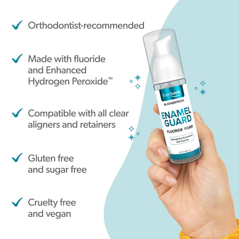 [Australia] - EverSmile AlignerFresh Enamel Guard Fluoride Foam – Aligner & Retainer Cleaner/Whitener with Enamel Protection – Strengthens, Protects & Whitens Teeth, Eliminates Bacteria – Fresh Mint, 1 Pack (50ml) 