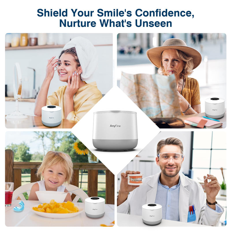 [Australia] - Advanced Ultrasonic Retainer Cleaner Machine for Dentures, Mouth Guards, Braces, Toothbrush Heads, Jewelry, 45kHz Triple-Phase Purification System, 4 Modes for Multiple Dental Appliances 