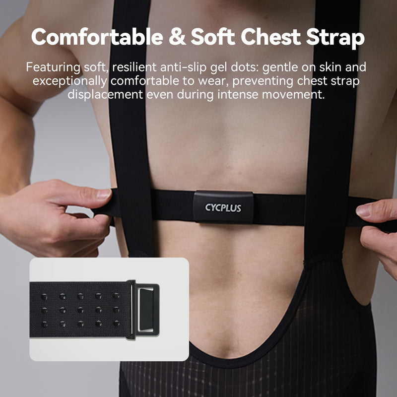 [Australia] - CYCPLUS Heart Rate Monitor Chest Strap H2Pro, Bluetooth ANT+ Heart Rate Monitor Chest Sensor with 500h Battery, IPX7 Waterproof and Dustproof, HRM Works with Strava/Cycplus Fit App 