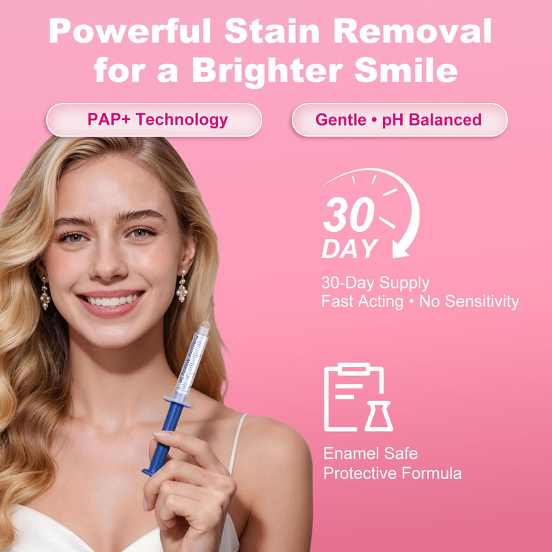 Teeth Whitening Kit with LED Light Tray for Sensitive Teeth, 5 Tooth Whitening Pen Gel Pain Free and Enamel Safe, Teeth Whitener at Home Up to 1-9 Shades Whiter in 1-2 Weeks 0.51 Fl Oz (Pack of 1)