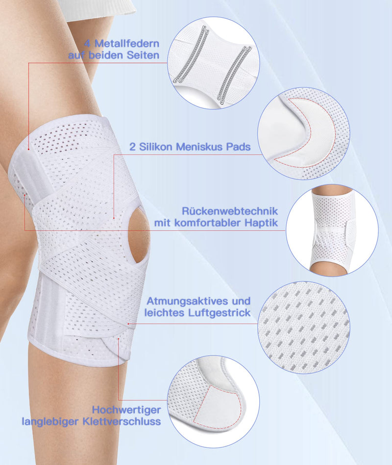 [Australia] - ProWaves Knee Brace Men Women with Side Stabilizers Patella Knee Brace Orthopedic Knee Brace Meniscus Knee Support for Meniscus Tear Knee Pain Sports Arthritis Recovery Adjustable XXXXL White 