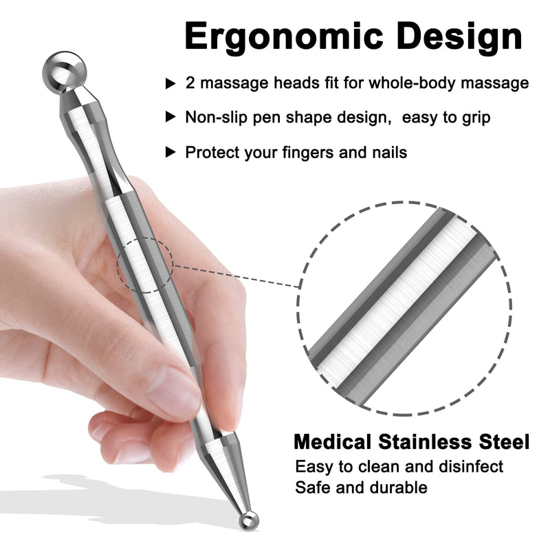[Australia] - Acupuncture Pen, Stainless Steel Deep Tissue Acupressure Pen - Manual Acupuncture Massage Pen for Full Body Meridian Pain Relief and Face Massage 