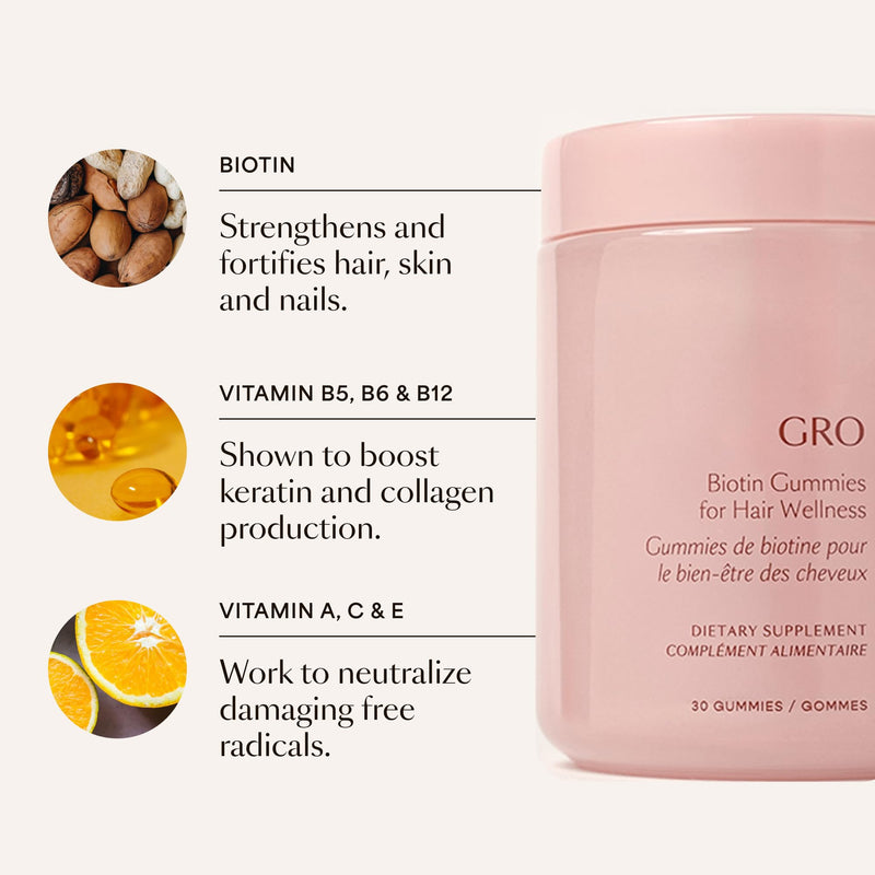 VEGAMOUR GRO Biotin Gummies for Hair Wellness®, 30-Day Supply | Vitamins B, A, C & E, Supports Fuller-Looking Hair & Nails, Vegan & Cruelty-Free 30 Count (Pack of 1)