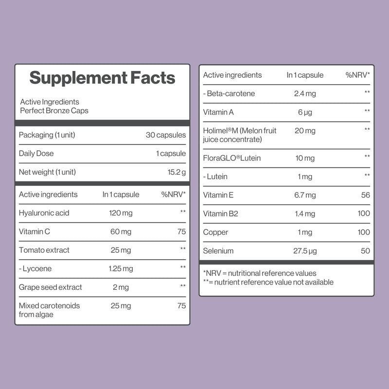 Self Tanning Capsules - Beta Carotene, Hyaluronic Acid, Lycopene, Copper, Selenium, and Vitamins - Perfect Bronze Caps, 30-Day Supply by Tummy Tox