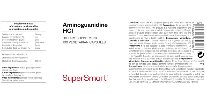 Aminoguanidine HCL - Supplement Against Glycation and to Improve Insulin Sensitivity - Aminoguanidine Hydrochloride - Vegan - SuperSmart