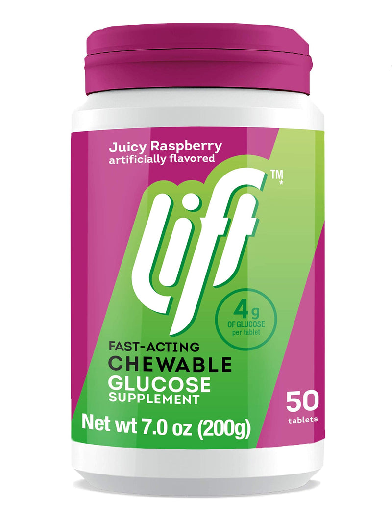 [Australia] - Lift Glucose | Fast-Acting Glucose Chewable Energy Tablets | Raspberry | 50 ct Jar (Pack of 1) 50 Count (Pack of 1) 
