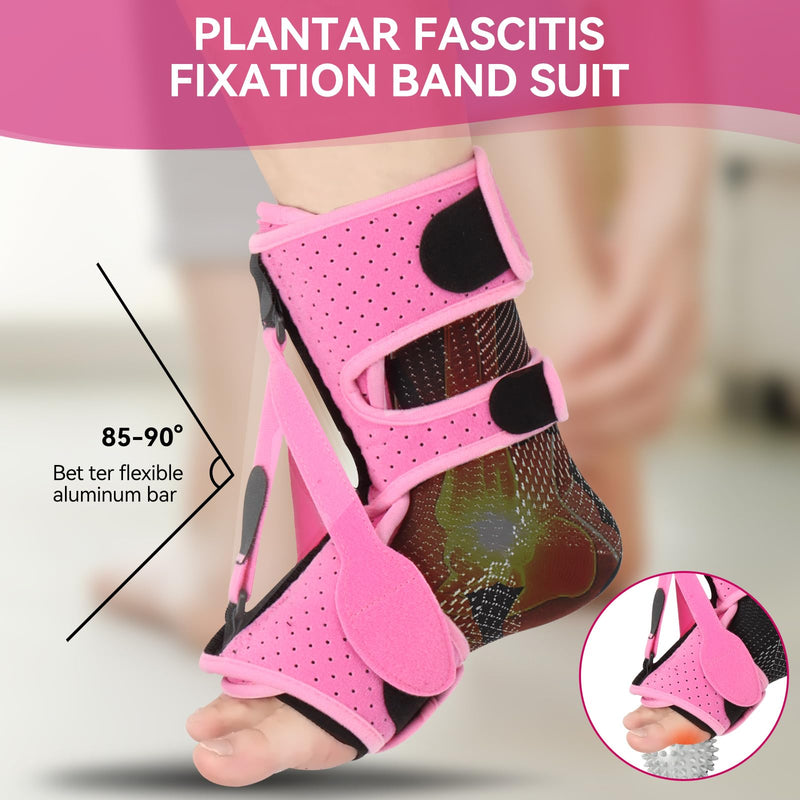 Plantar Fasciitis Night Splint, 3-Adjustable Relief with Massage Balls & Arch Support, For Men & Women(Pink) Pink