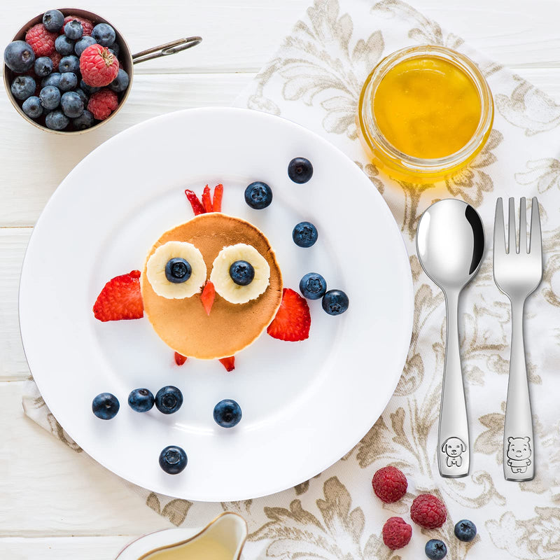 [Australia] - VITEVER 10-Piece Toddler Utensils, Kids Stainless Steel Silverware Set, Children Safe Forks and Spoons - Mirror Polished, Dishwasher Safe 