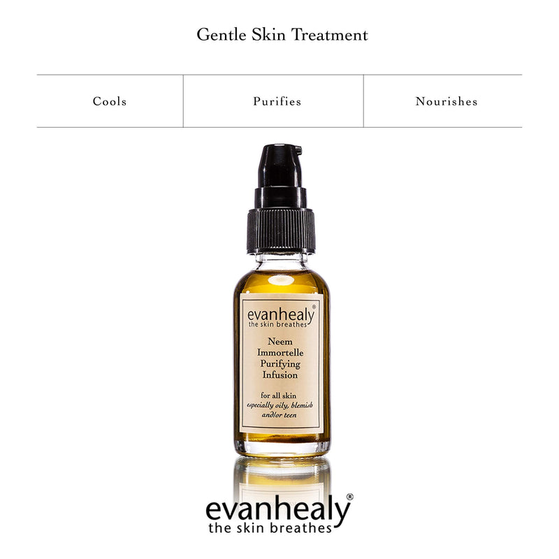 evanhealy Neem Immortelle Purifying Infusion | Facial Oil Serum & Cleanser for Congested & Sensitive Skin | Pore Minimizer Serum for Face | Balancing Ayurveda Oil For Face | Vitamin E Oil Face Serum